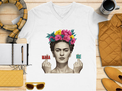 Artful Frida Kahlo Shirt with Colorful Floral Accent