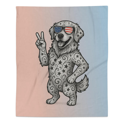 Fun Dog with Peace Sign Stylish Blanket product type