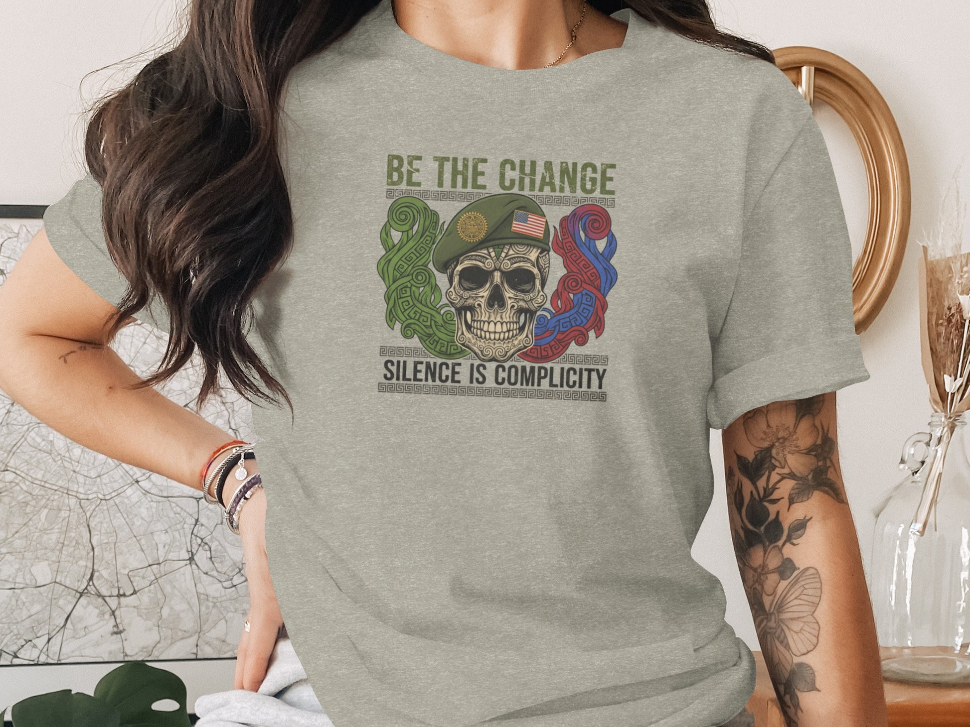 Be the Change Silence is Complicity Skull Graphic T-Shirt