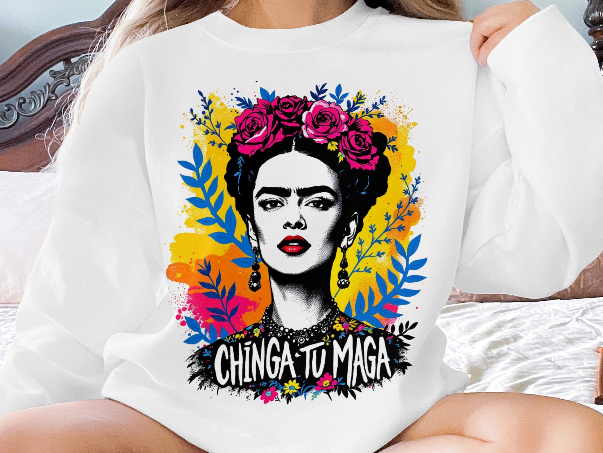 Vibrant Floral Artistic Chinga Tu Maga Sweatshirt product type