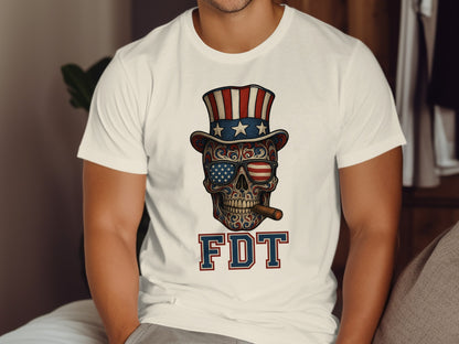 Patriotic Skull with USA Hat Skull FDT Printed T-Shirt product