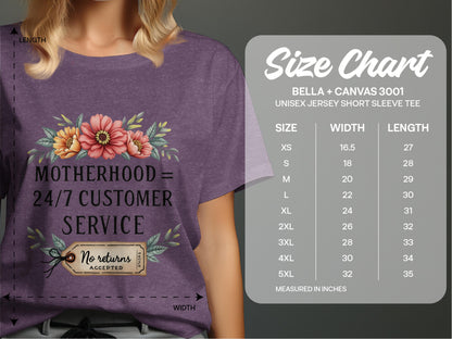 Motherhood Equals 24/7 Customer Service T-shirt product type