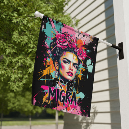 Colorful Woman F**k La Migra Garden Flag