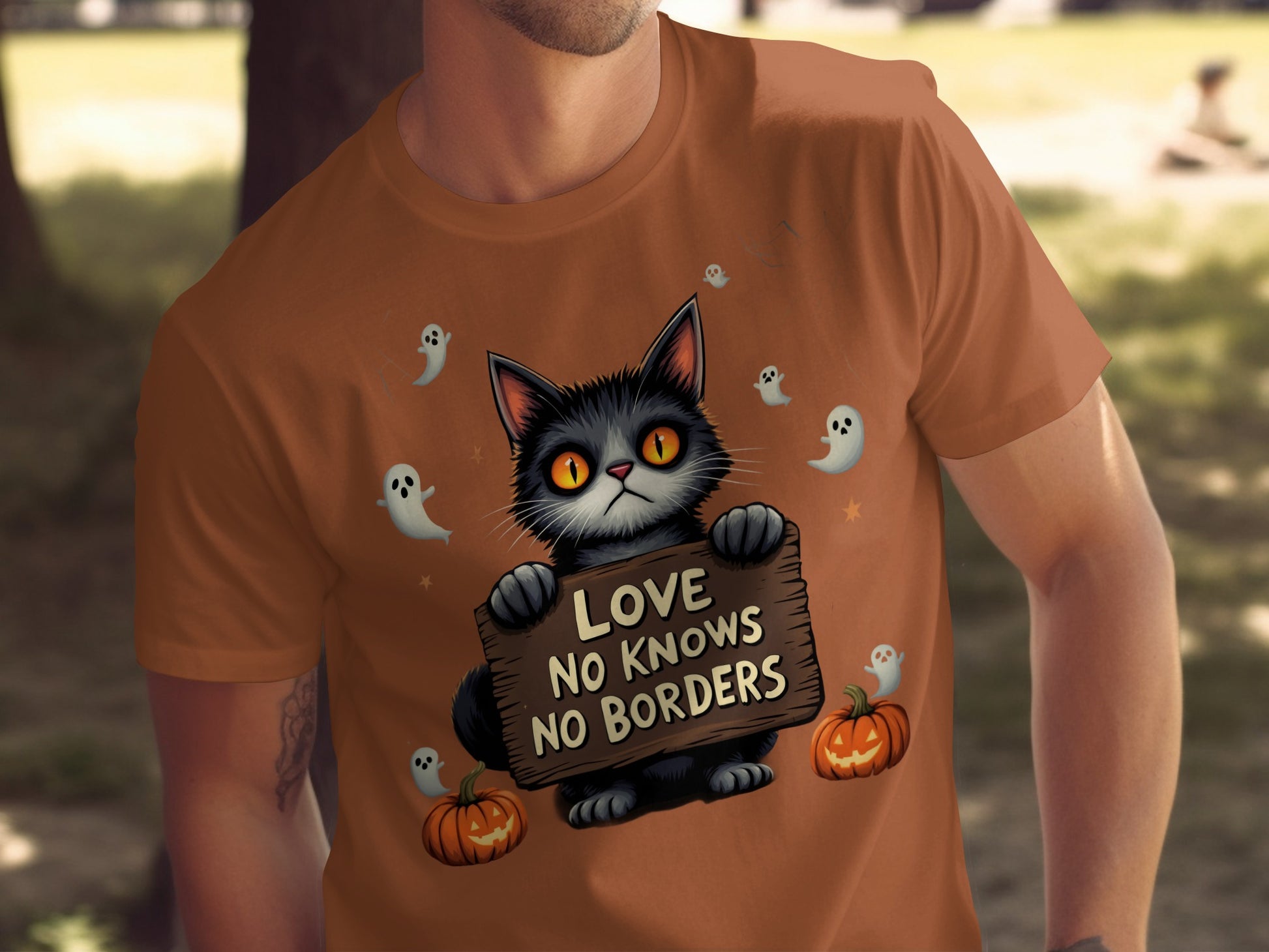 Love Knows No Borders Cute Cat Graphic T-Shirt product type