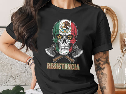 Mexican Skull with Axes Graphic Resistencia T-shirt product type