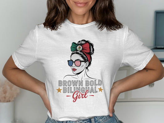 Brown Bold Bilingual Girl Statement T-shirt product