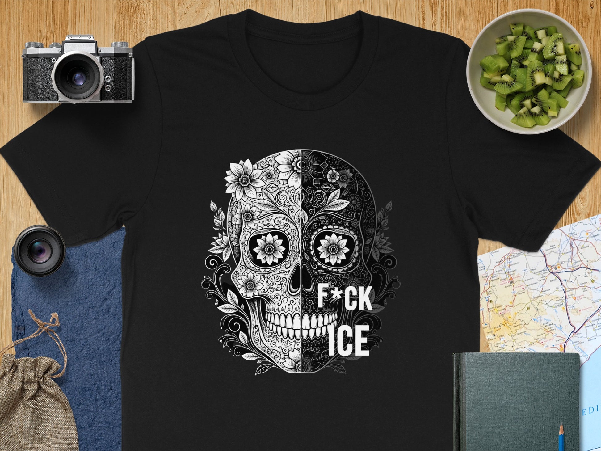 Intricate Sugar Skull Graphic Design Tee Shirt product type
