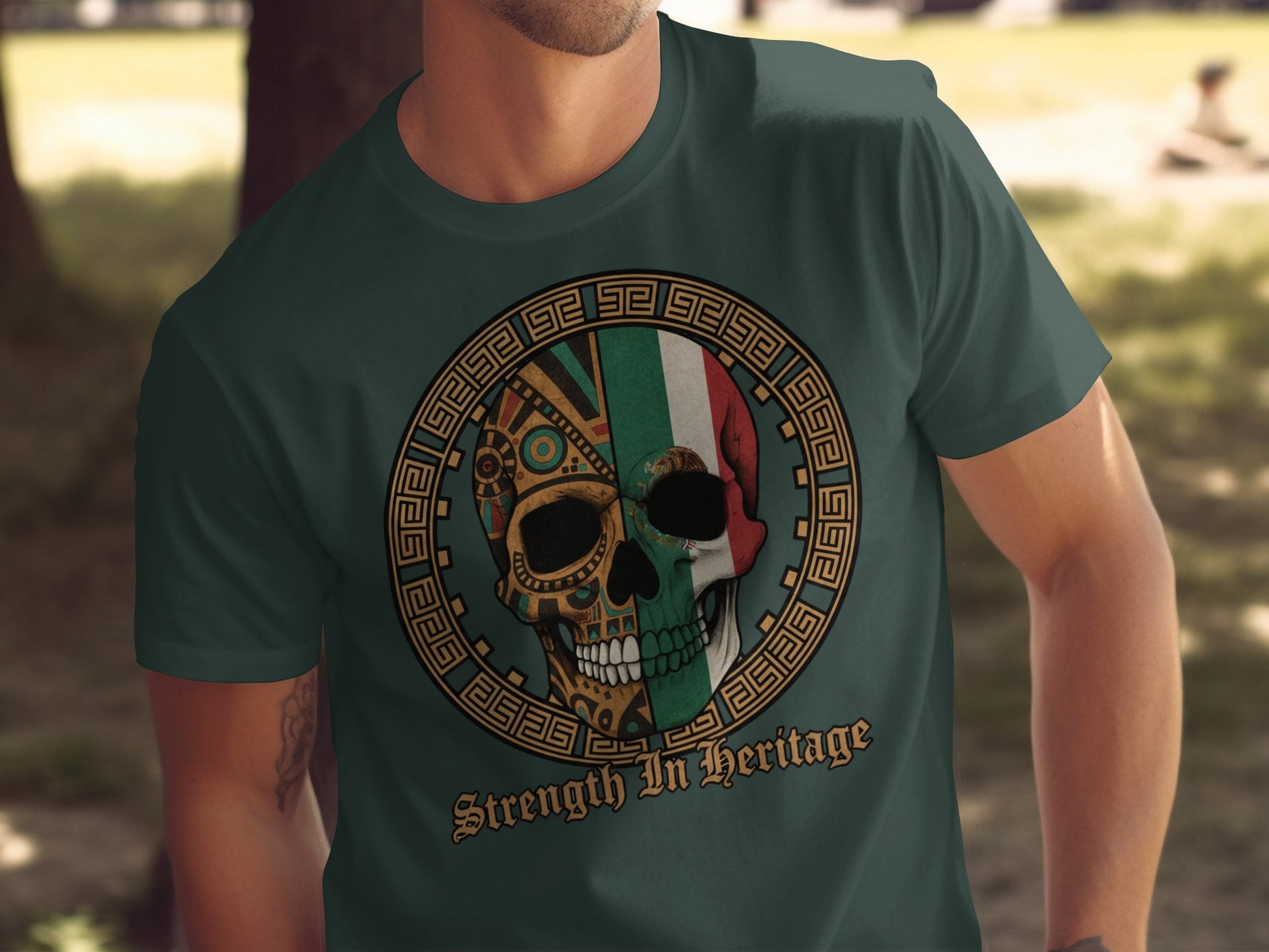 Strength In Heritage Skull Design T-shirt