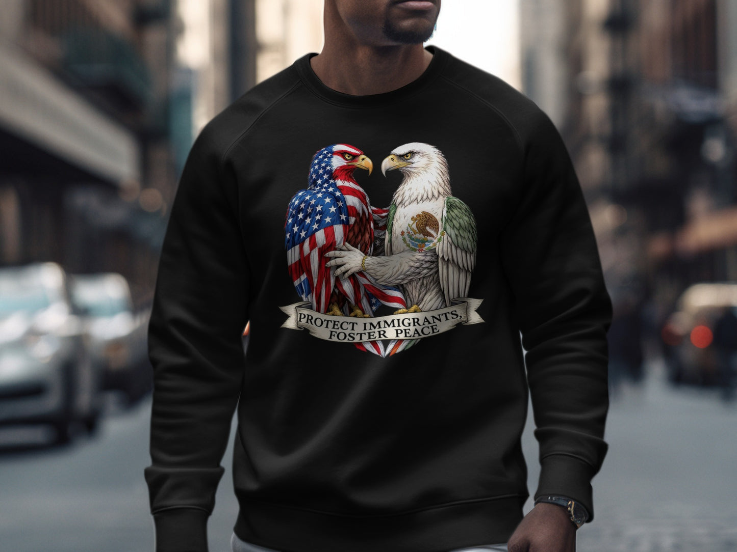 Protect Immigrants Foster Peace Graphic Sweatshirt product