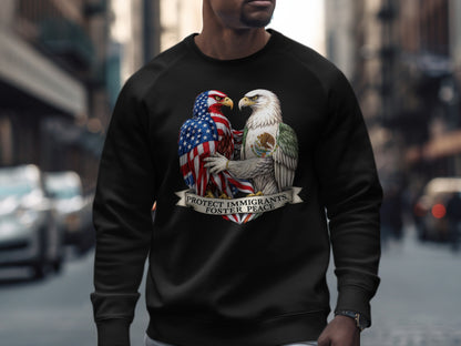 Protect Immigrants Foster Peace Graphic Sweatshirt product