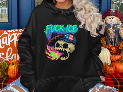 Fuck Ice Skull Hoodie Halloween Themed Clothing product