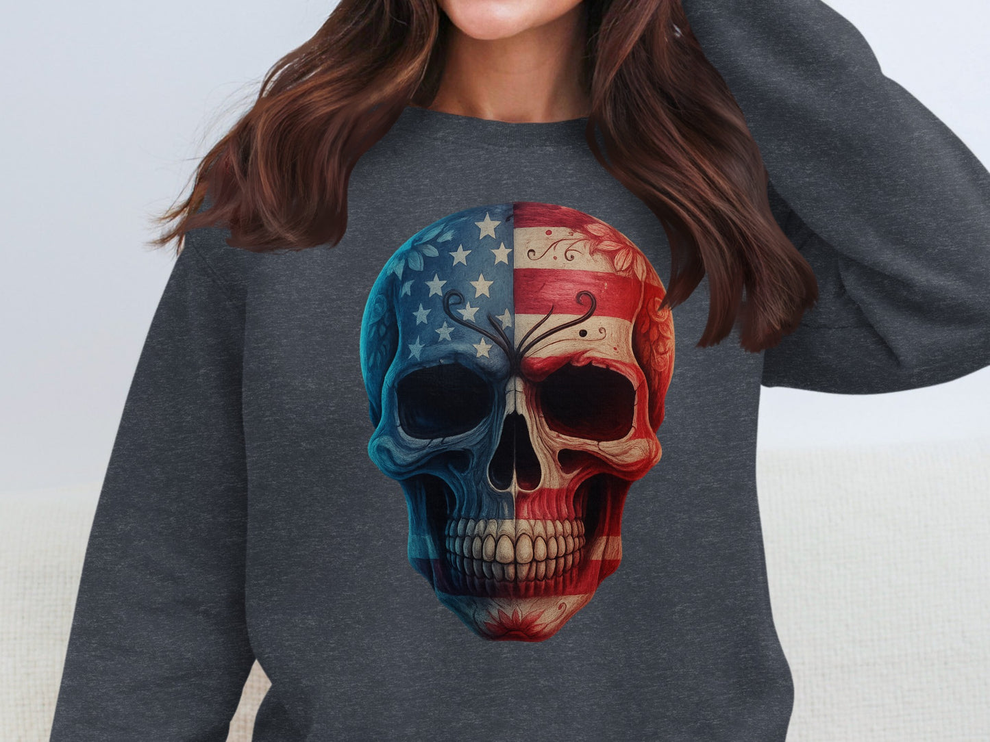 Unique American Skull Graphic Pullover Sweatshirt product
