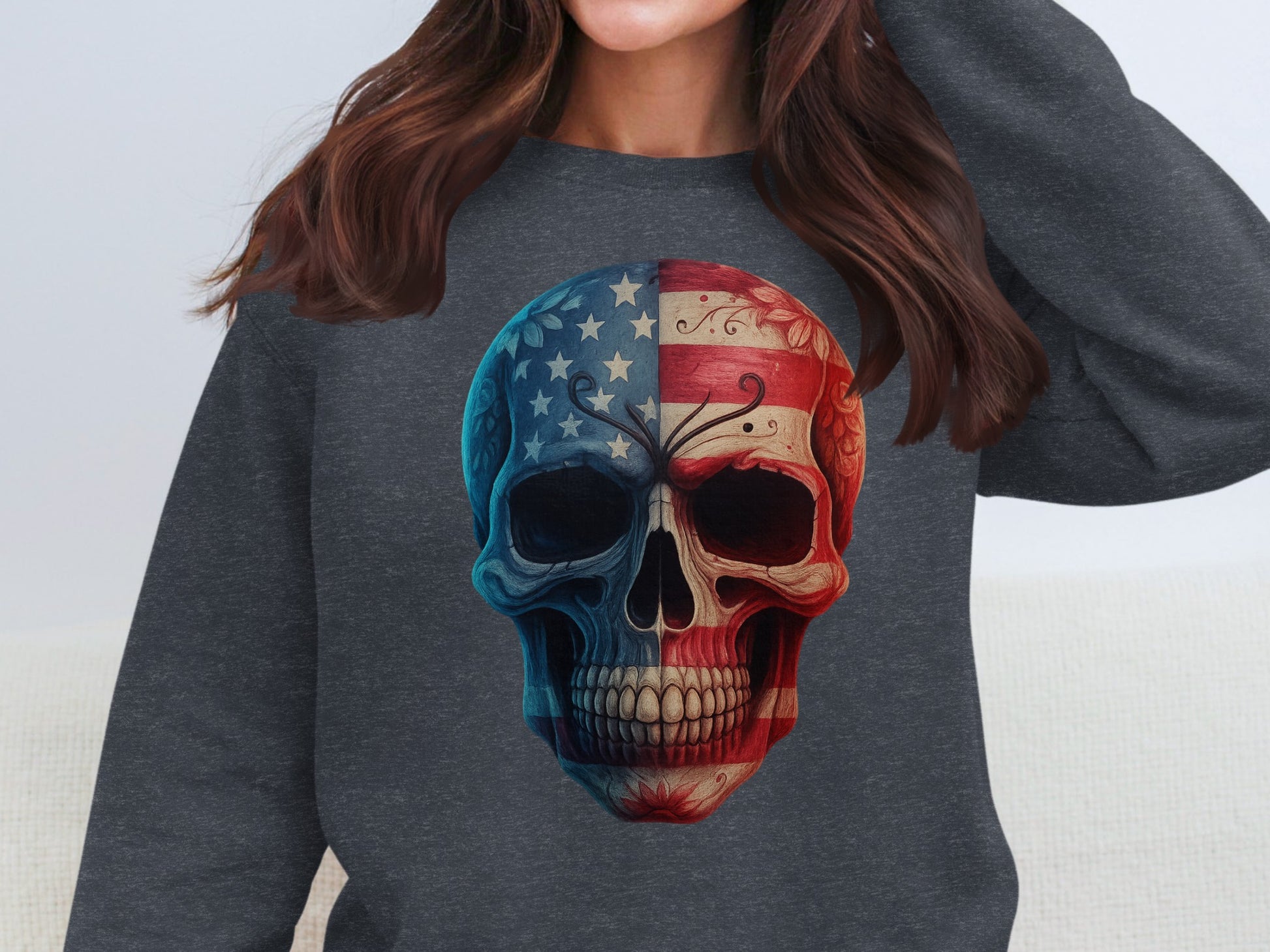 Unique American Skull Graphic Pullover Sweatshirt product