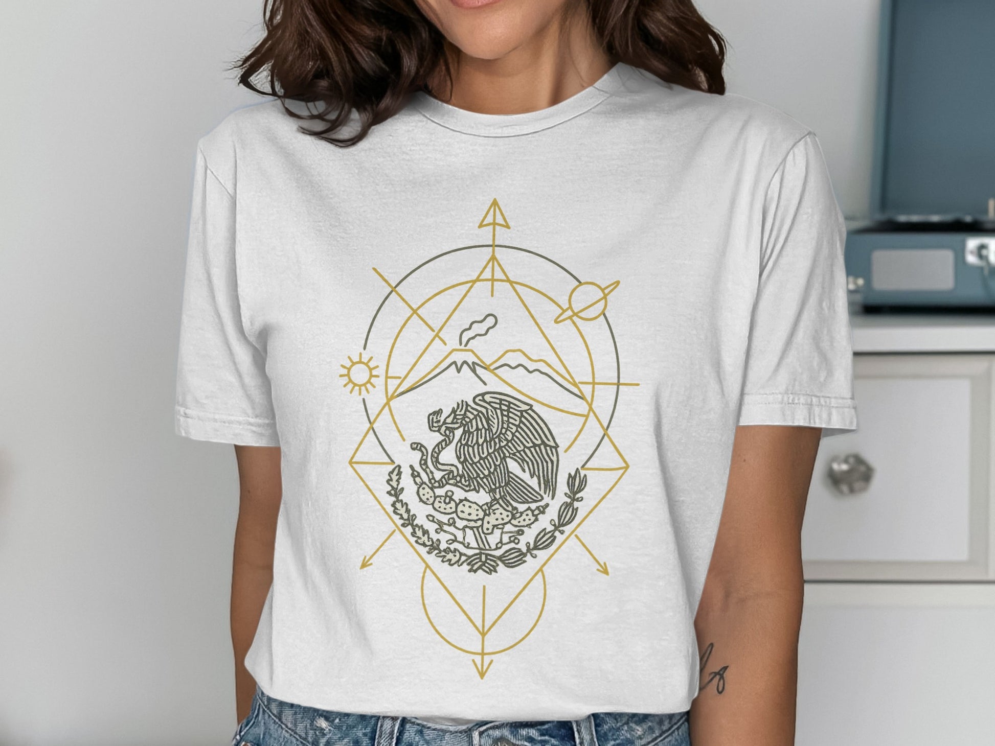 Mexican Eagle Geometric Design T-Shirt product