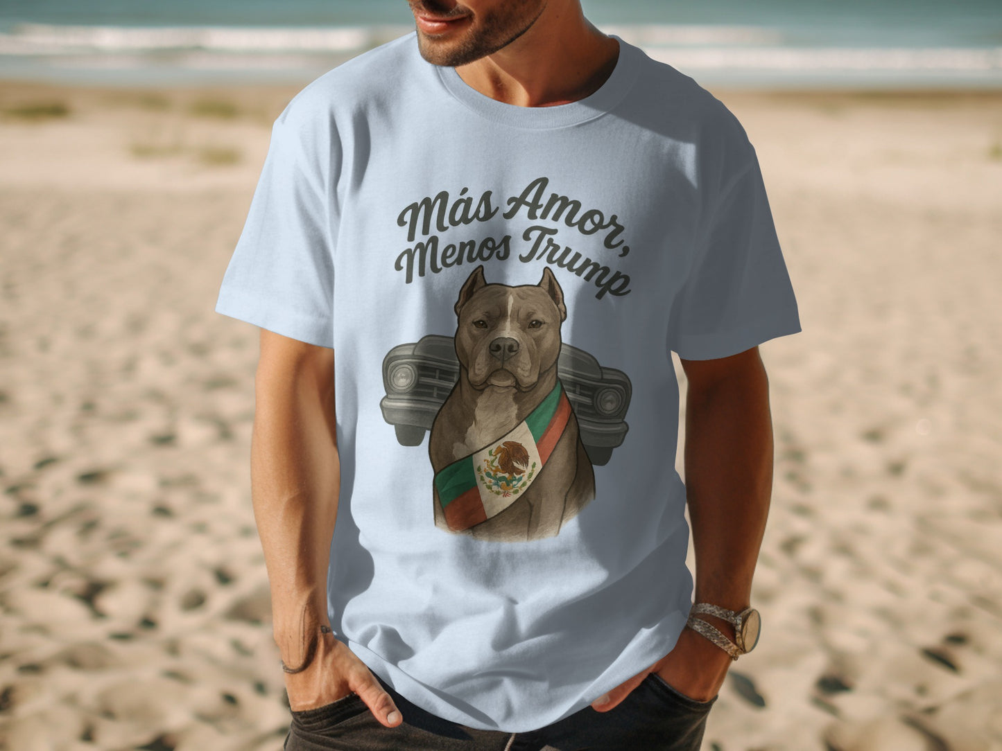Más Amor Menos Trump Dog Graphic T-shirt product