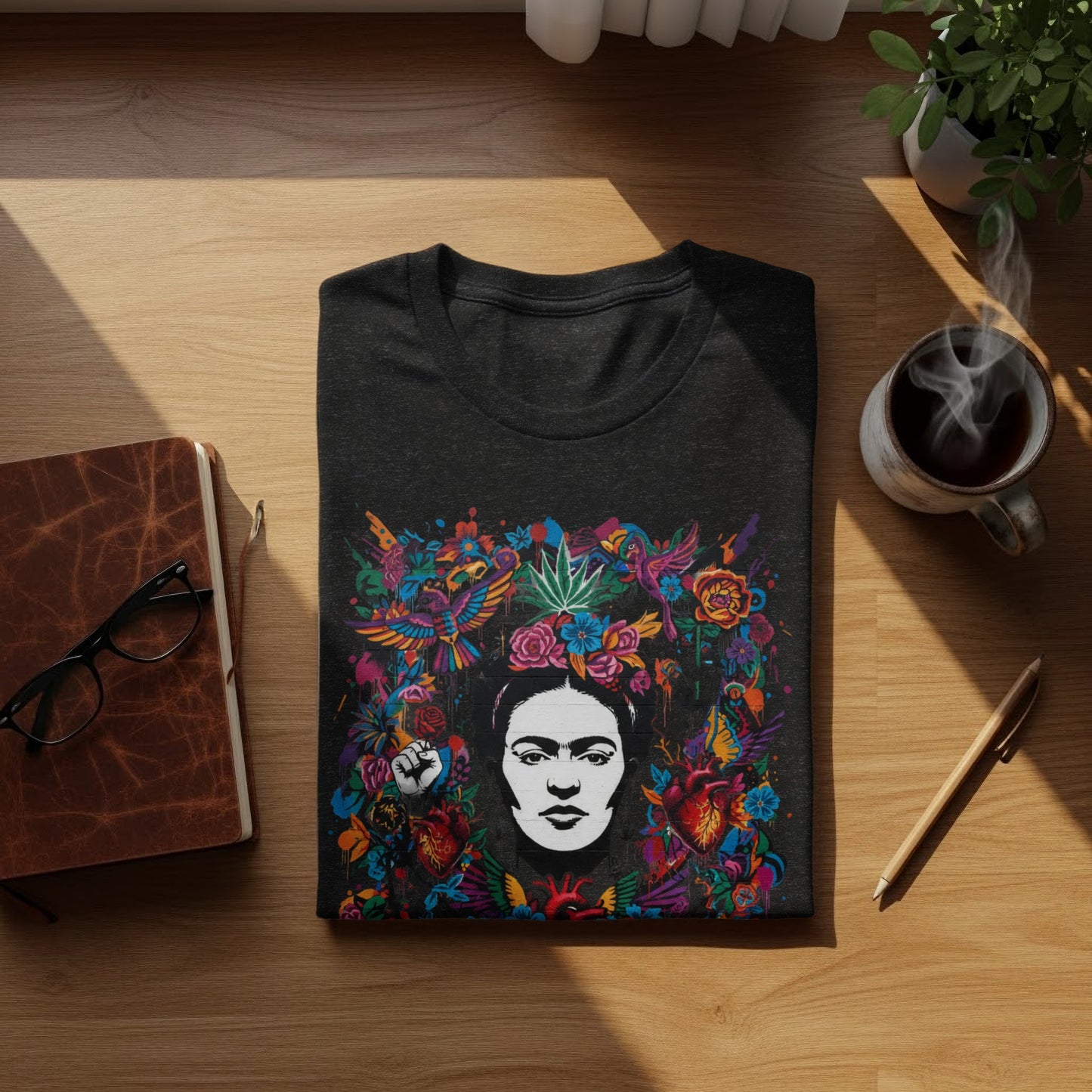 Frida Kahlo Vibrant Graffiti Floral Art Print product type