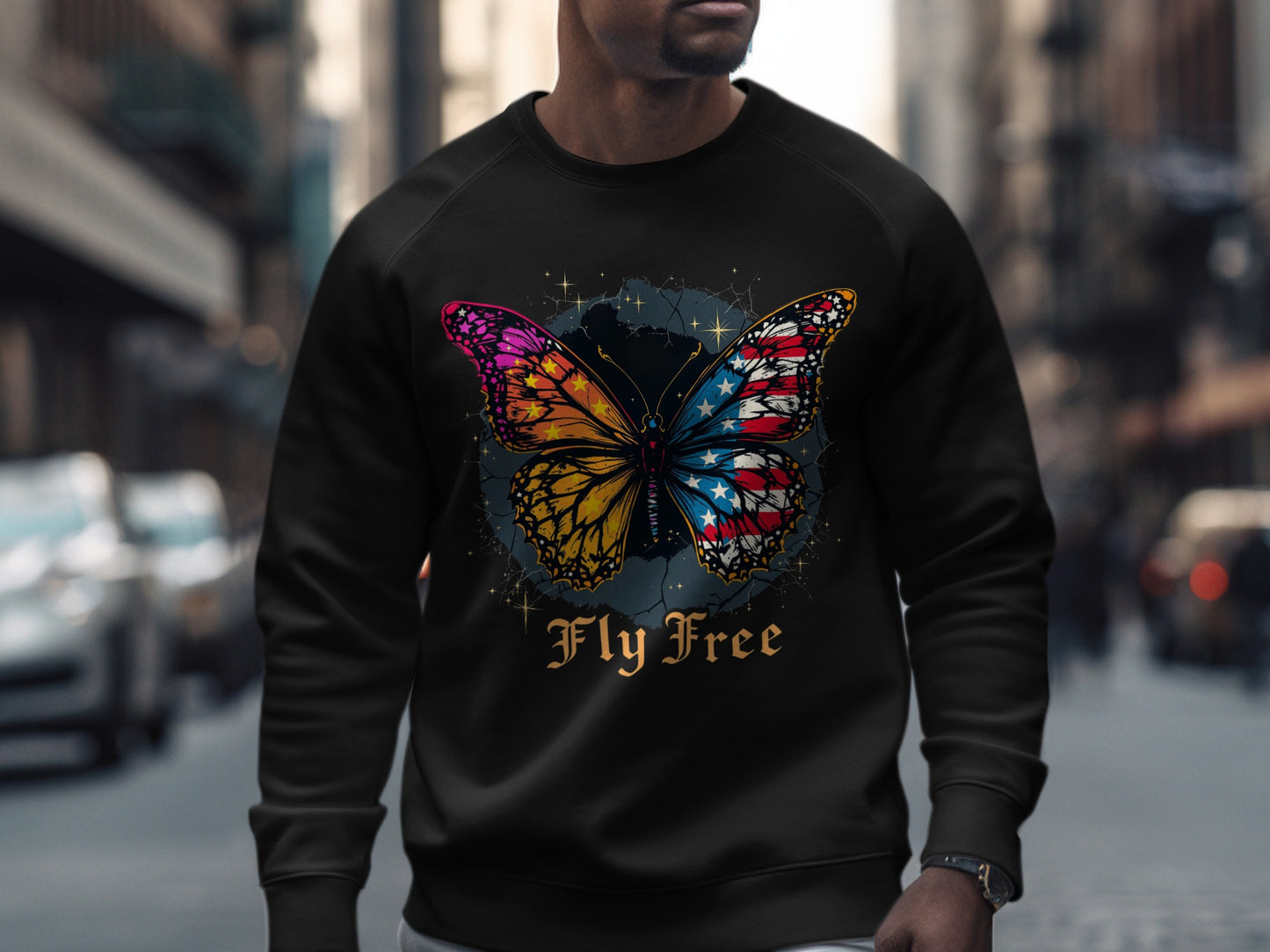 Fly Free Colorful Butterfly Print Sweatshirt product