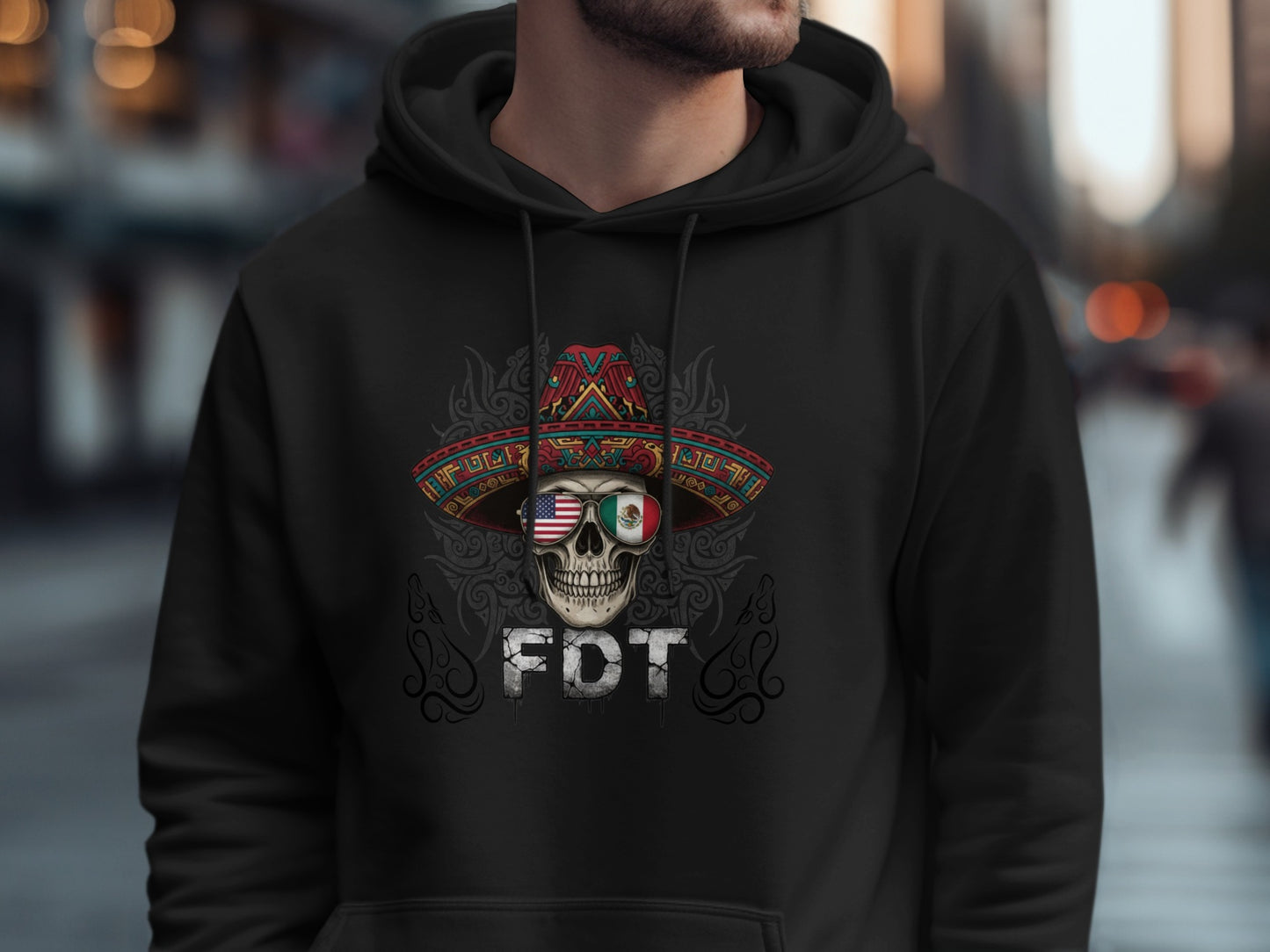 Festive Skull with Sombrero Graphic Hoodie