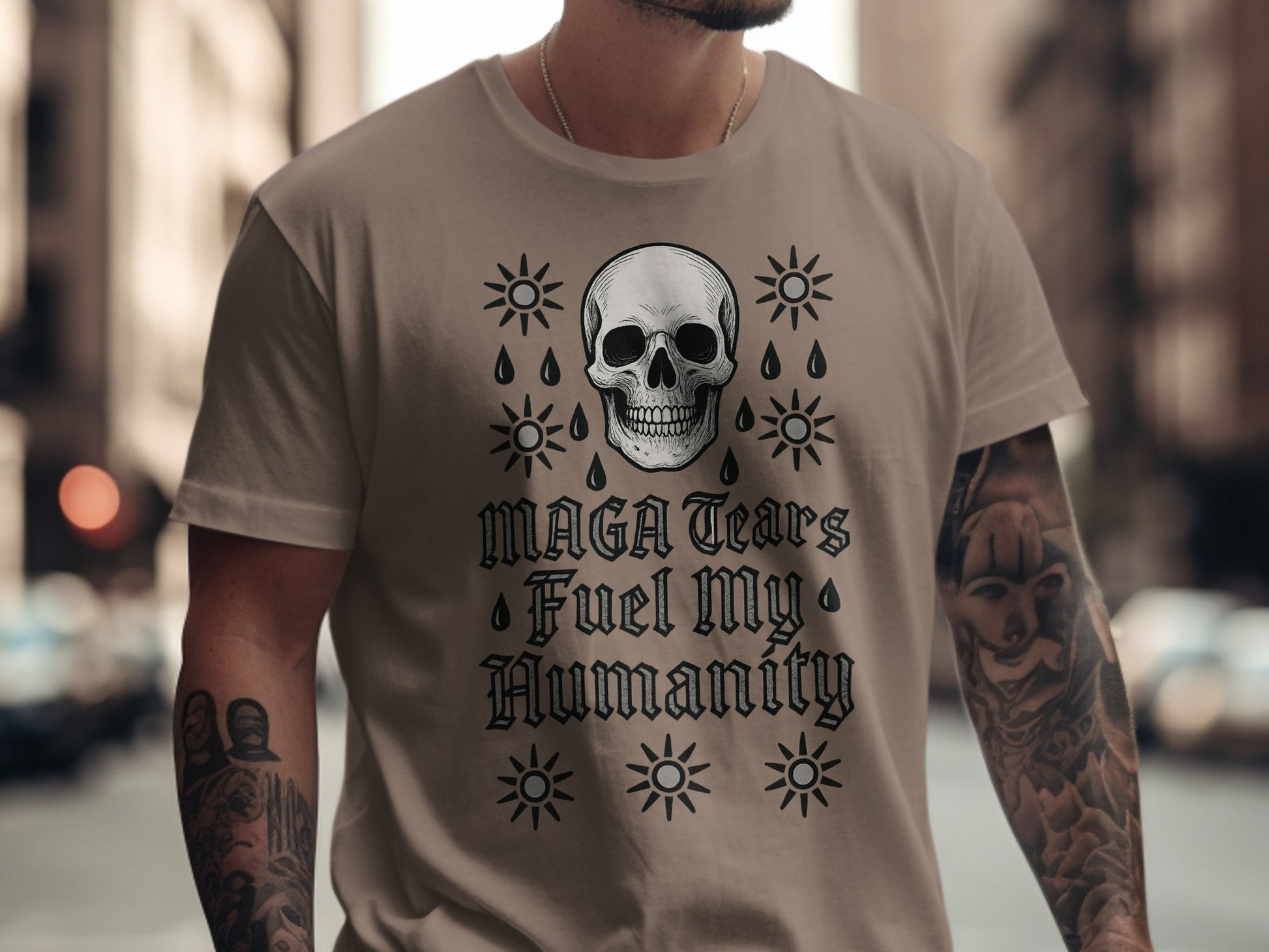 MAGA Tears Fuel My Humanity Skull Graphic Shirt