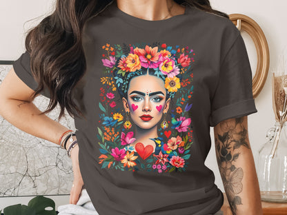 Vibrant Woman Portrait Flowers Birds Heart Art product type