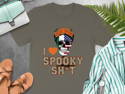 I Love Spooky Sh*t with Skull and Roses Shirt Product