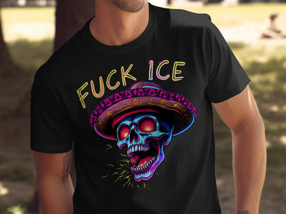 Neon Skull with Hat Graphic Tee Shirt product