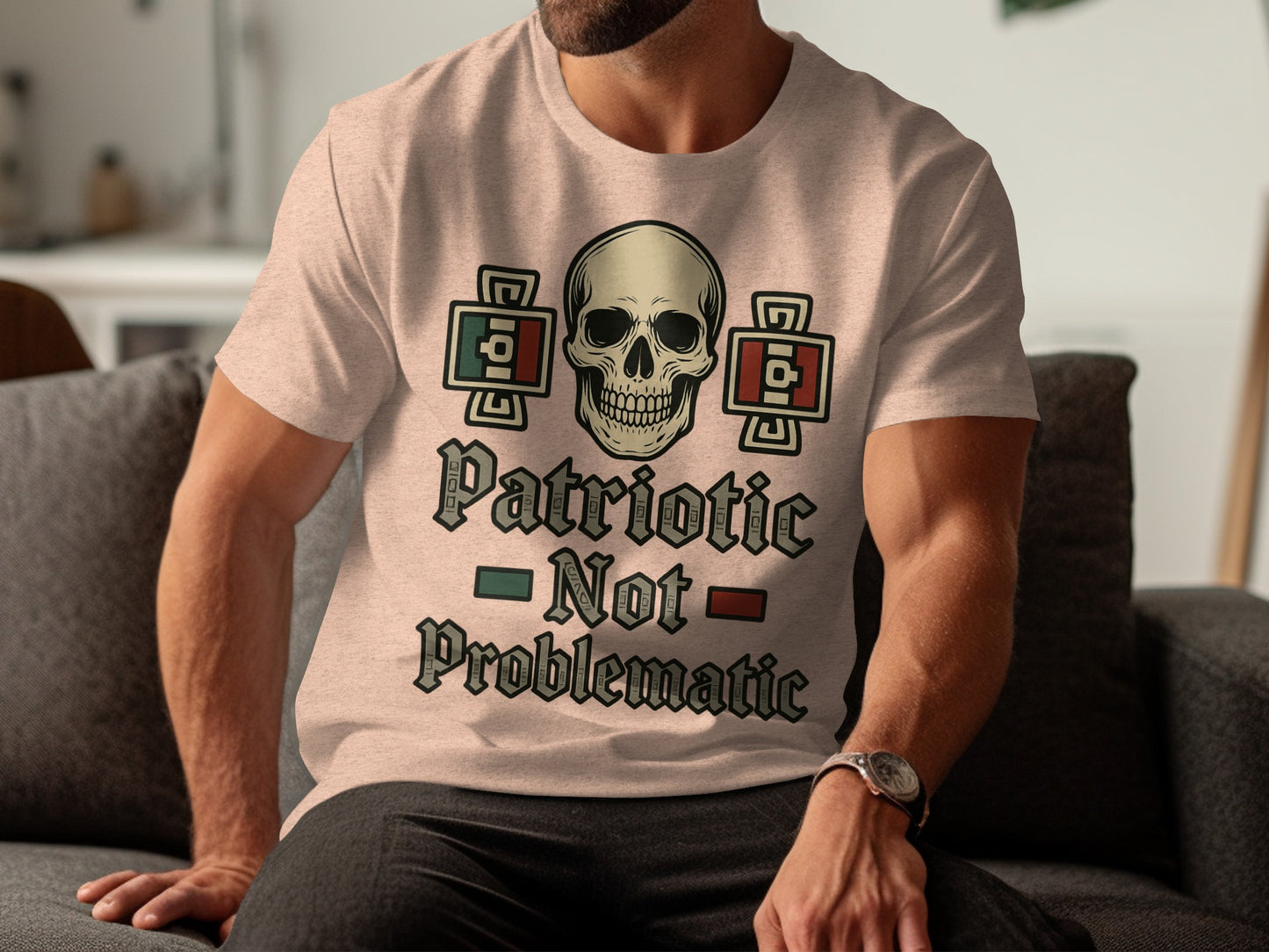 Patriotic Not Problematic Skull Design Apparel