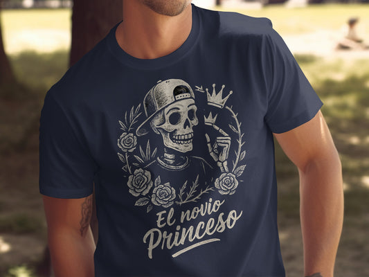 El Novio Princeso Skeleton Crown and Roses Skeleton Shirt