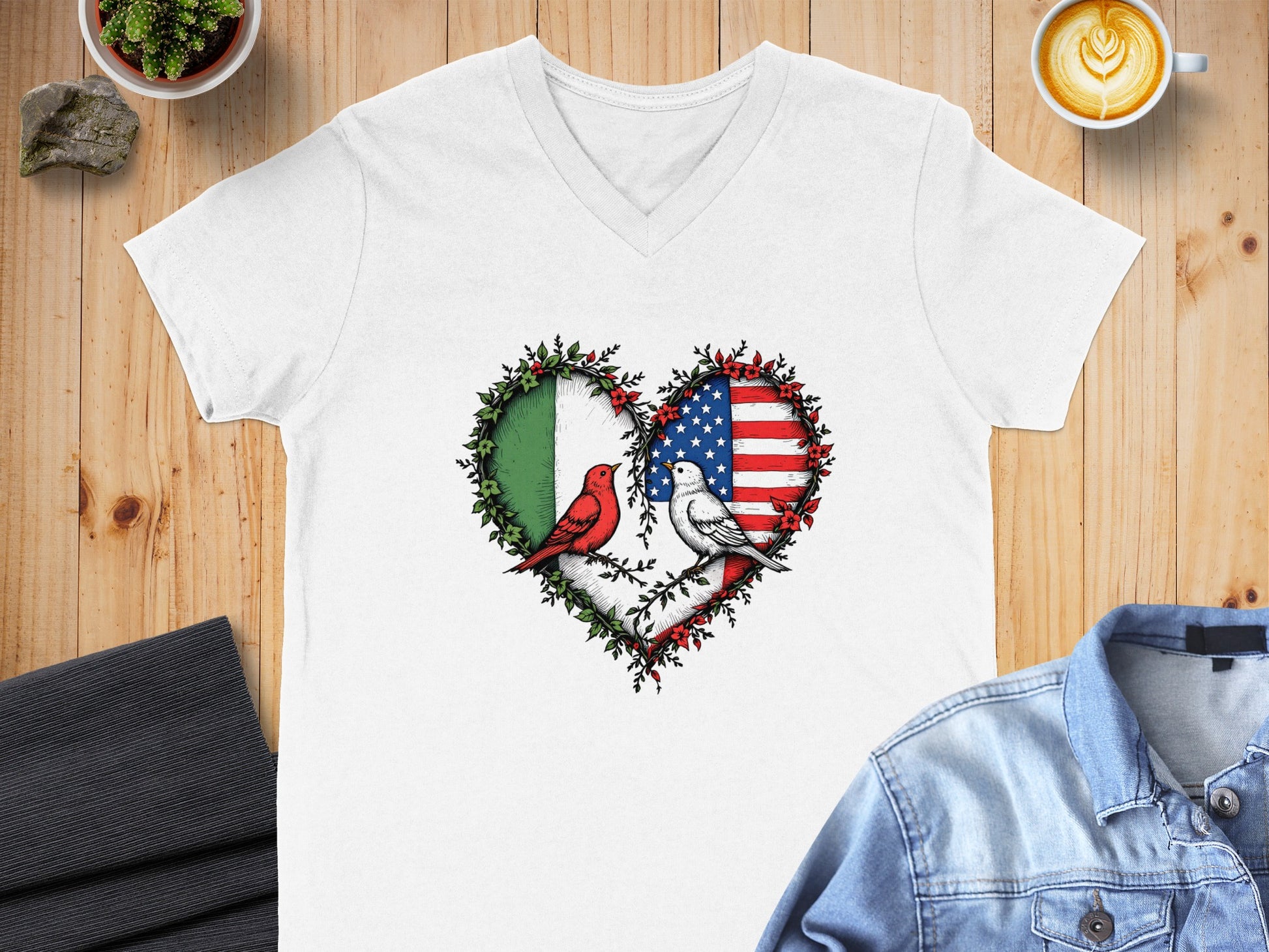 Heart Shaped Italian and American Flag Birds product type