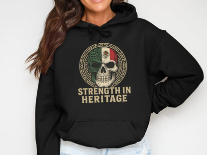 Strength in Heritage Hoodie with Skull Design