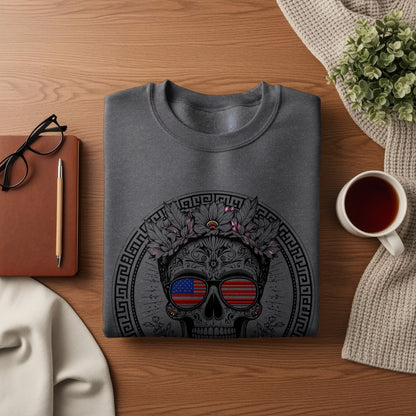Skull Design with American Flag Sunglasses Apparel
