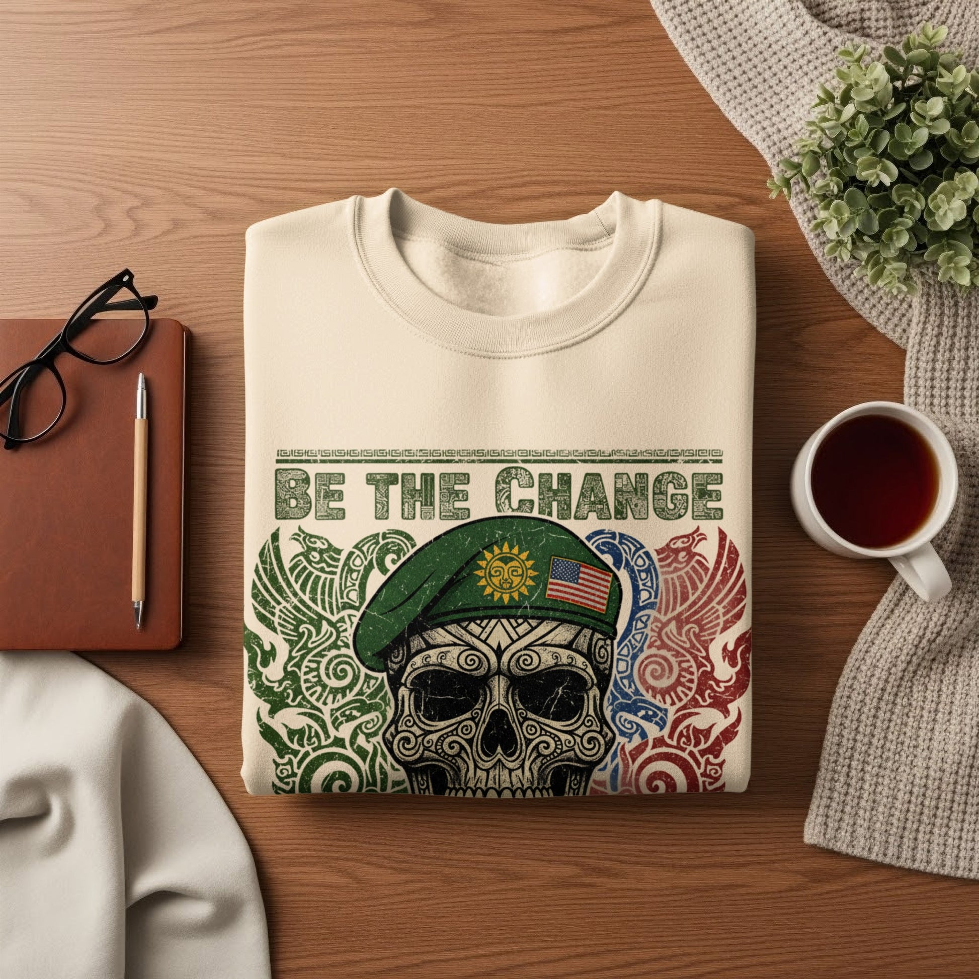 Be The Change Skull with Beret Graphic Sweatshirt