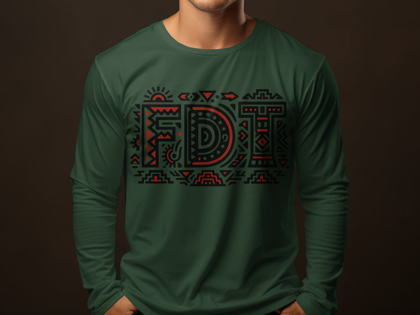 Stylish Graphic Green Long Sleeve Tee Shirt