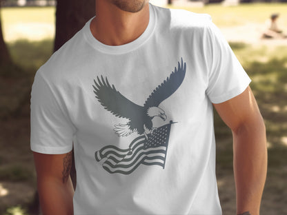 Patriotic Eagle and American Flag Print T-Shirt product