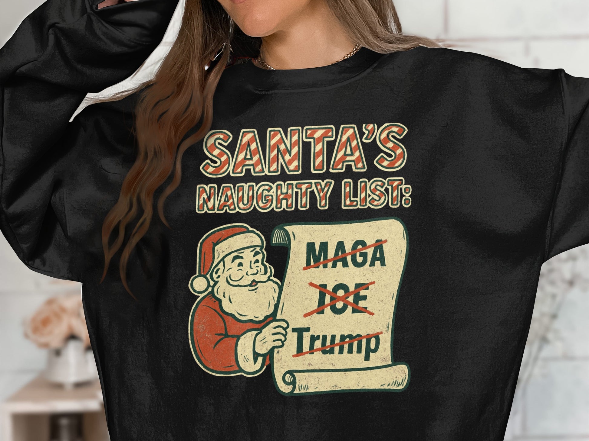 Santa's Naughty List Funny Graphic Sweatshirt Product