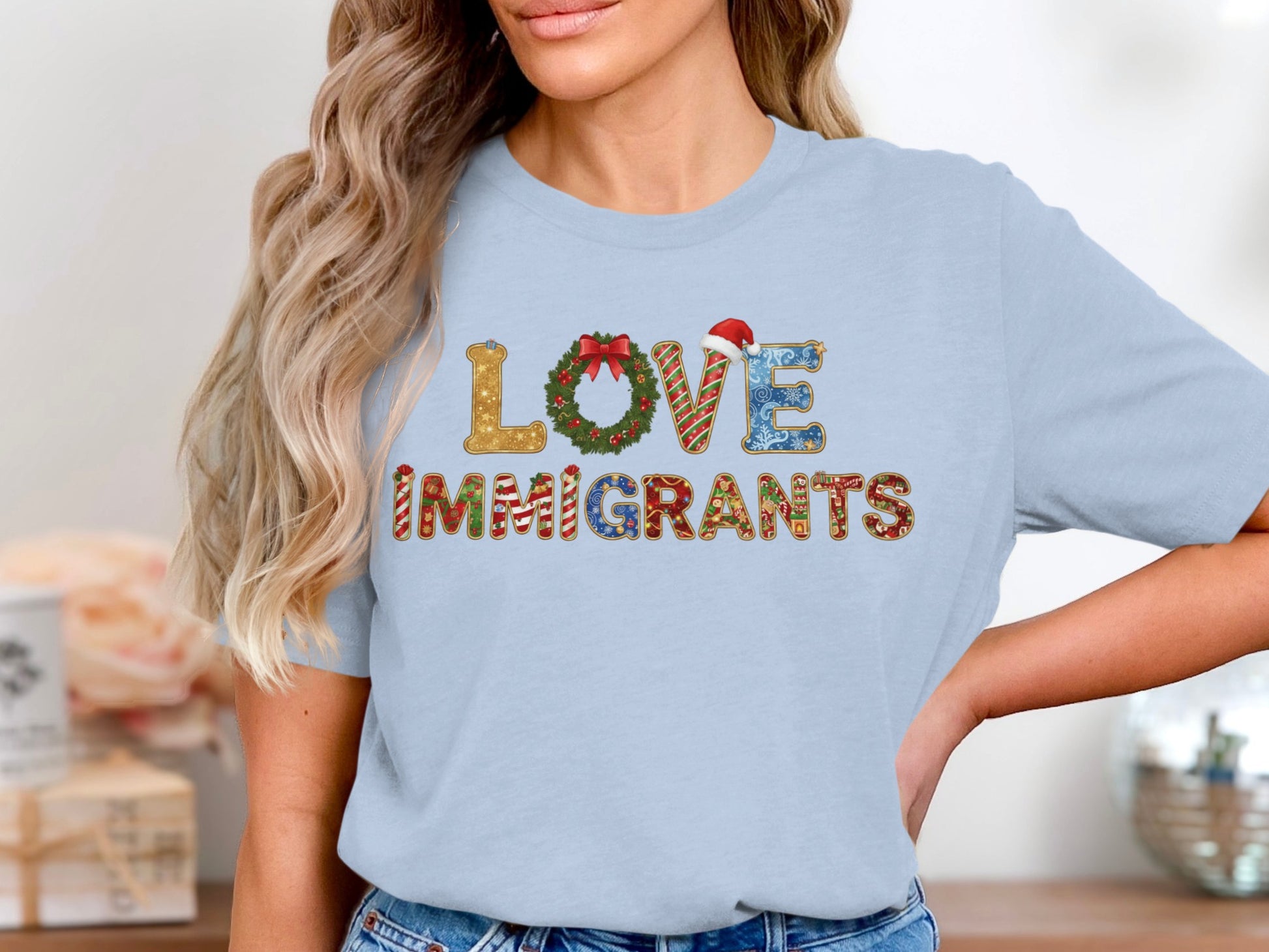 Love Immigrants Christmas Decorative T-Shirt