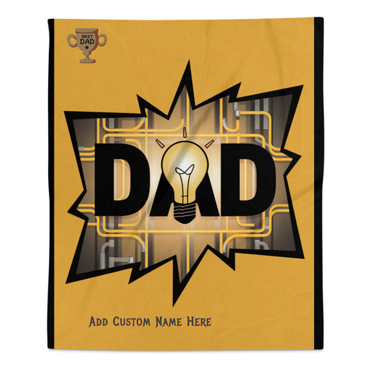 Best Dad Light Bulb Design Yellow Custom Blanket Product
