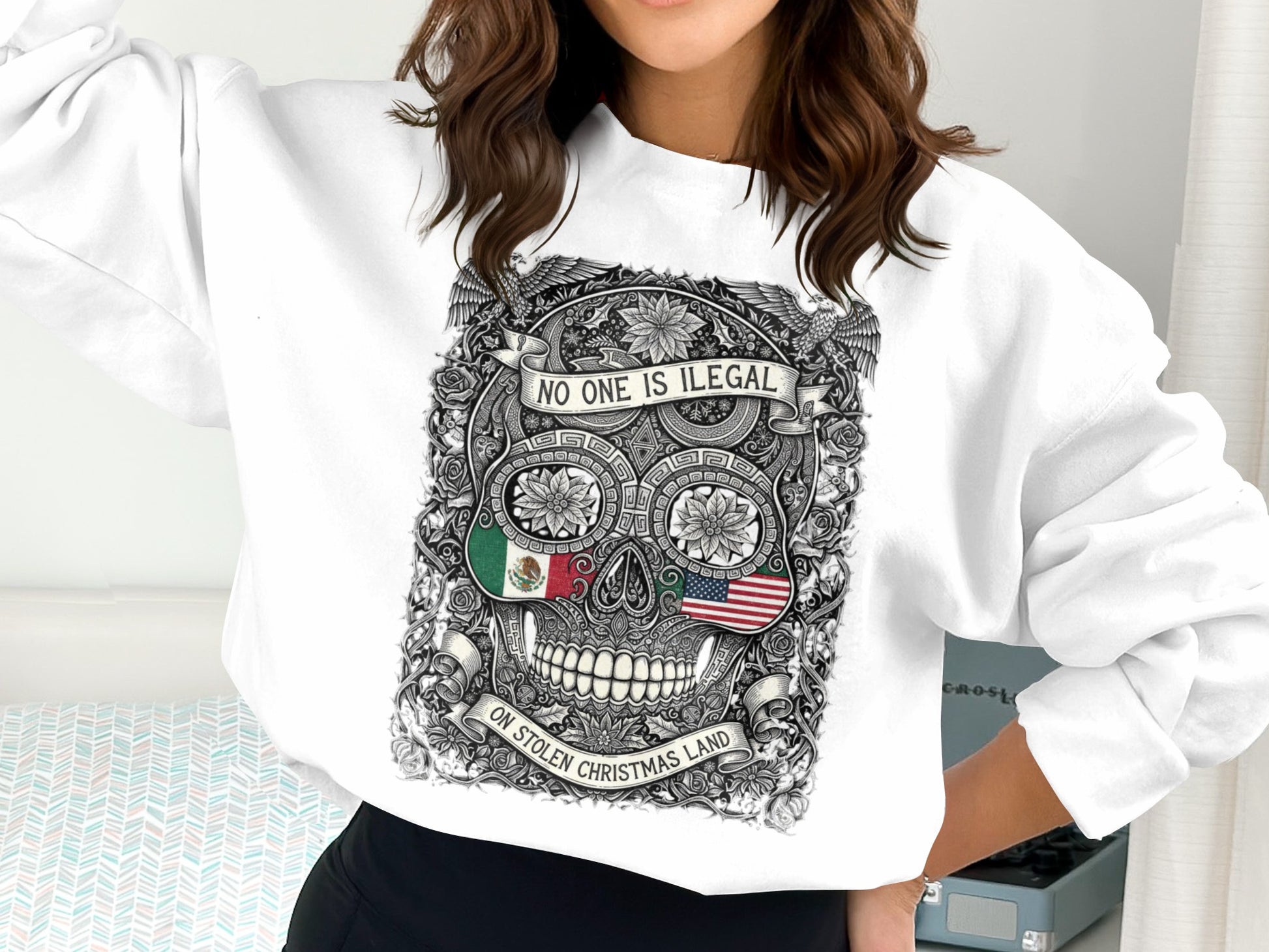 No One is Illegal on Stolen Christmas Land Hoodie