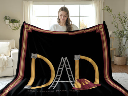 Personalized Dad With Firefighter Theme Blanket product
