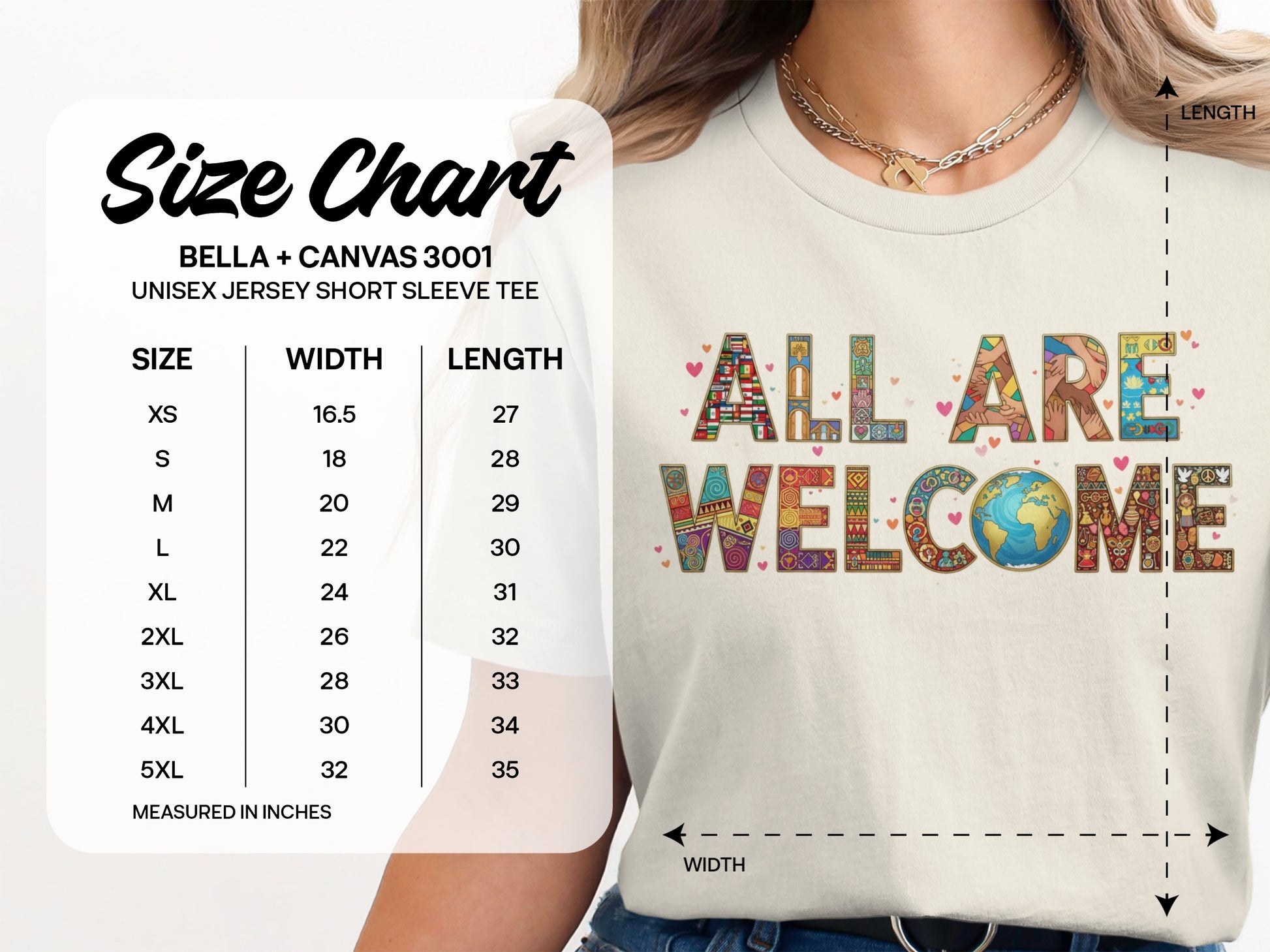 All Are Welcome Colorful Globe Unisex Short Sleeve Tee