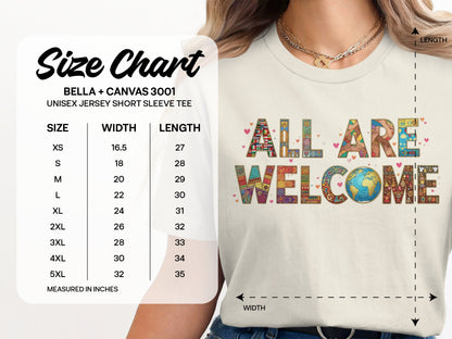 All Are Welcome Colorful Globe Unisex Short Sleeve Tee