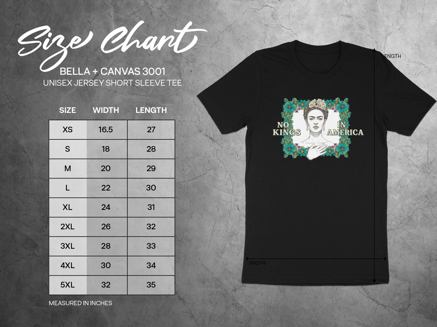 No Kings America Frida Kahlo Graphic Tee Shirt