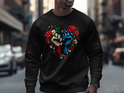 Patriotic Fist Heart Design Long Sleeve Shirt product