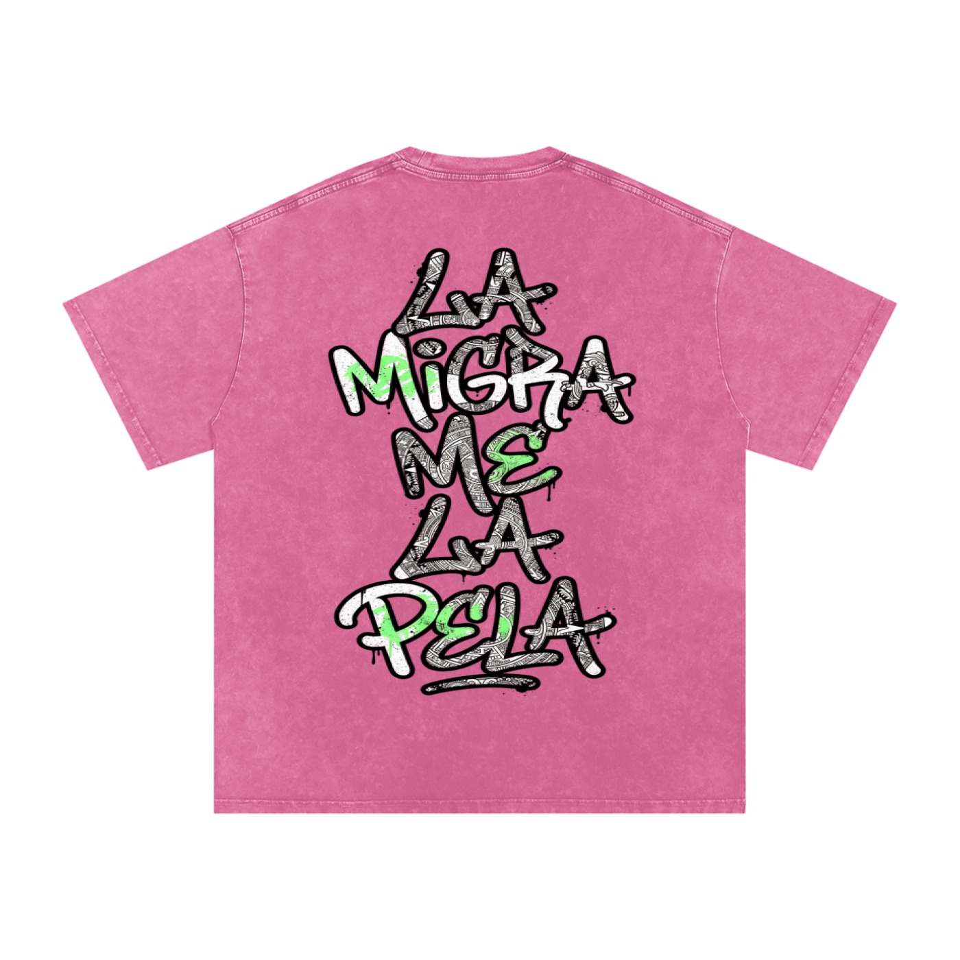 La migra me la pela Snow Washed Oversized Cotton T-Shirt
