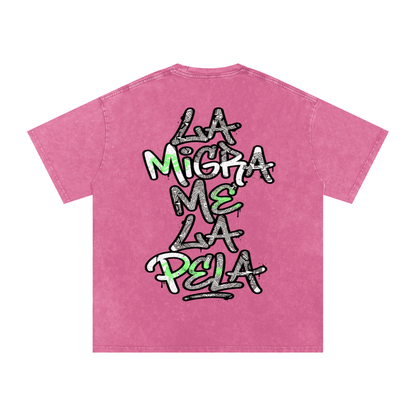 La migra me la pela Snow Washed Oversized Cotton T-Shirt