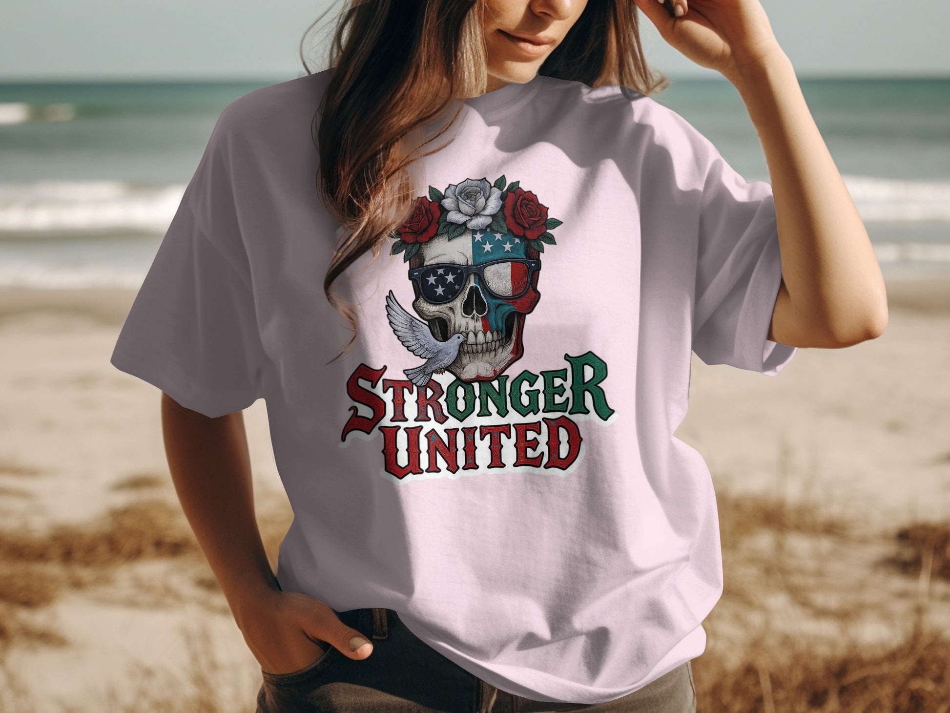 Stronger United Skull Theme Graphic T-Shirt product type