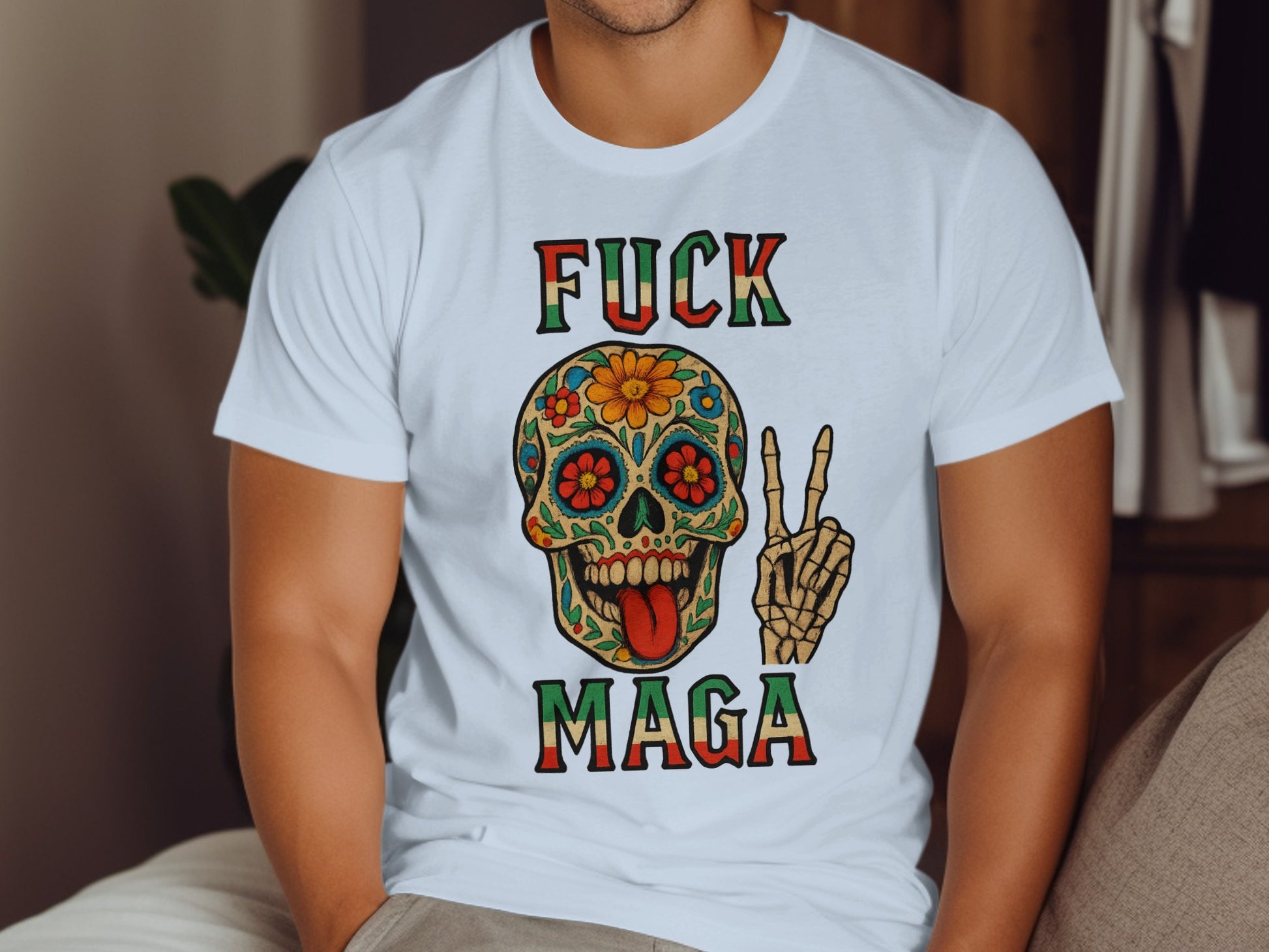 Fuck Maga Skull and Peace Sign Graphic Shirt product