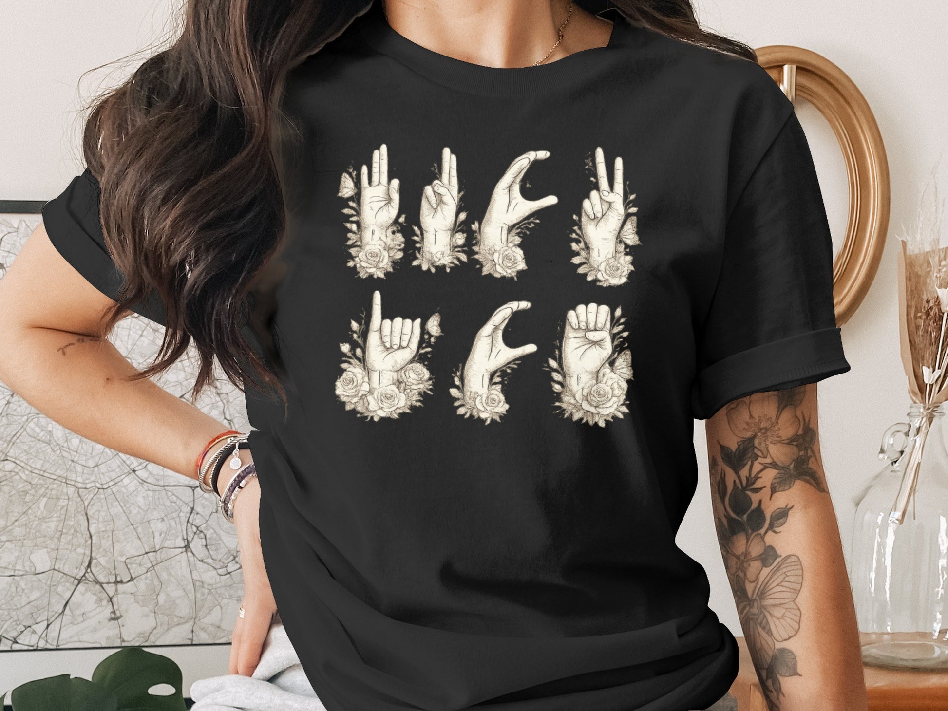 Vintage Tattoo Style Hand Gesture Graphic Tee