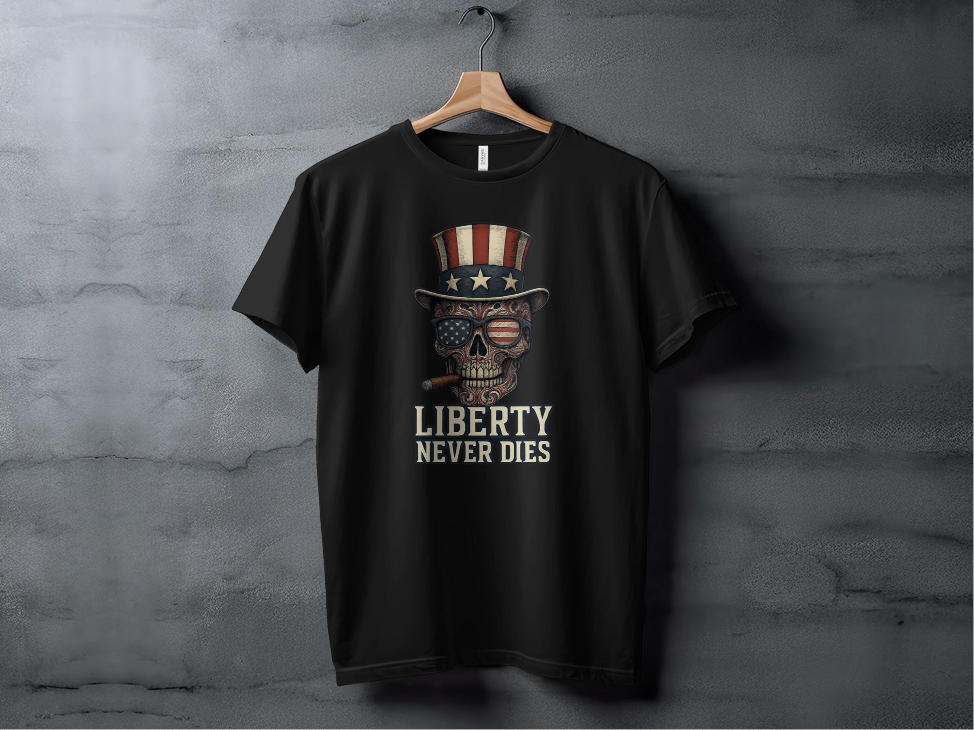 Liberty Never Dies Skull Design T-shirt Product