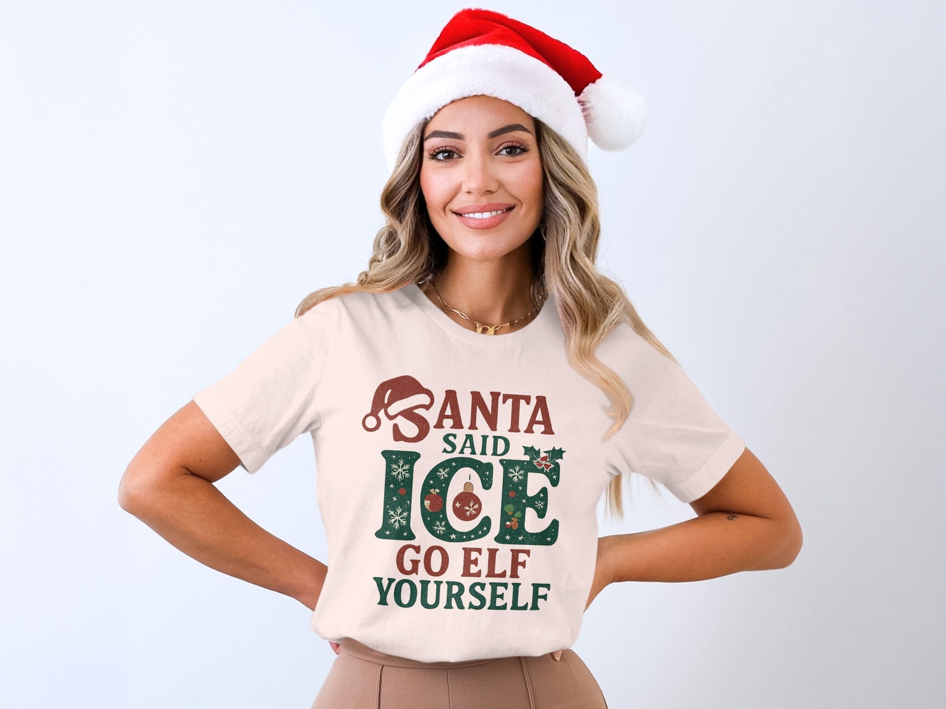 Festive Santa Said Go Elf Yourself Holiday Tee